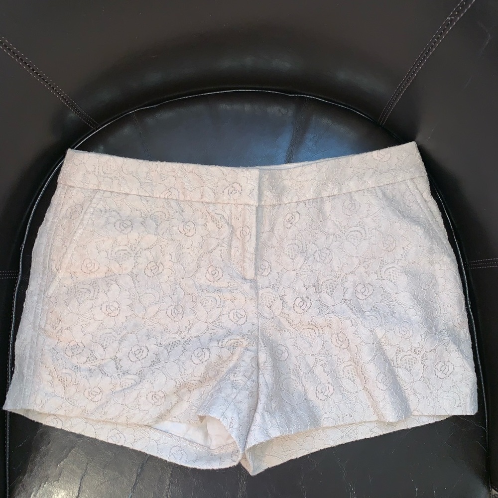 Tan Lace floral pattern dress shorts